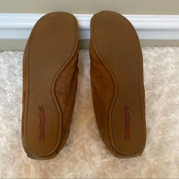 Brown Suede Hand Sewn Hush Puppies Moccasin Slip On Shoes - Picture 5 of 5